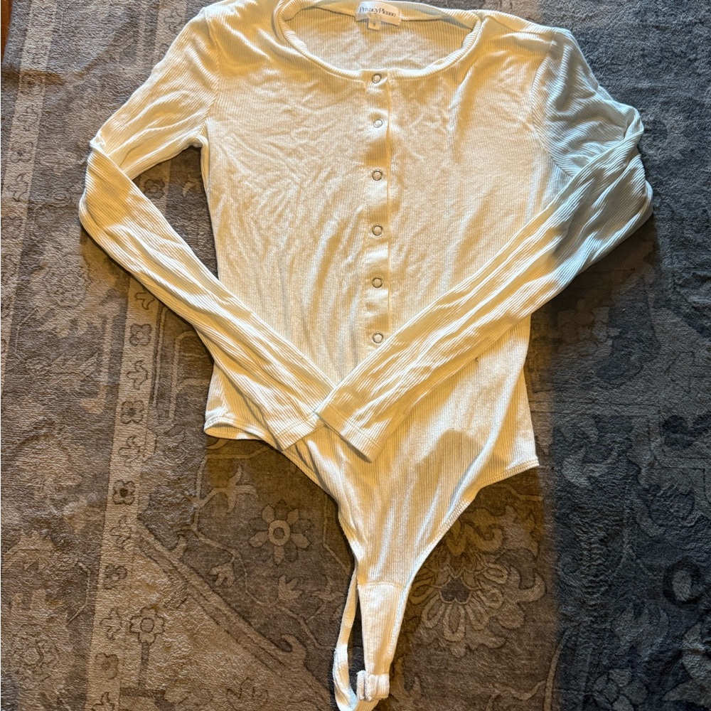 Privacy Please Cream Button-Up Bodysuit